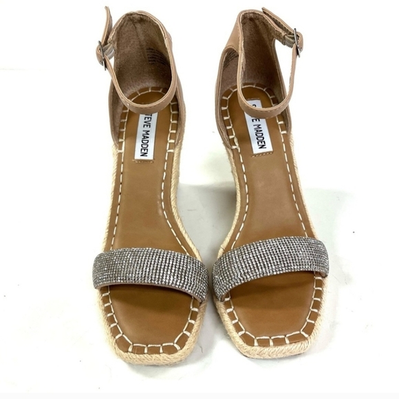 Steve Madden Beige and Glittering Silver Platform Sandals - Picture 2 of 10
